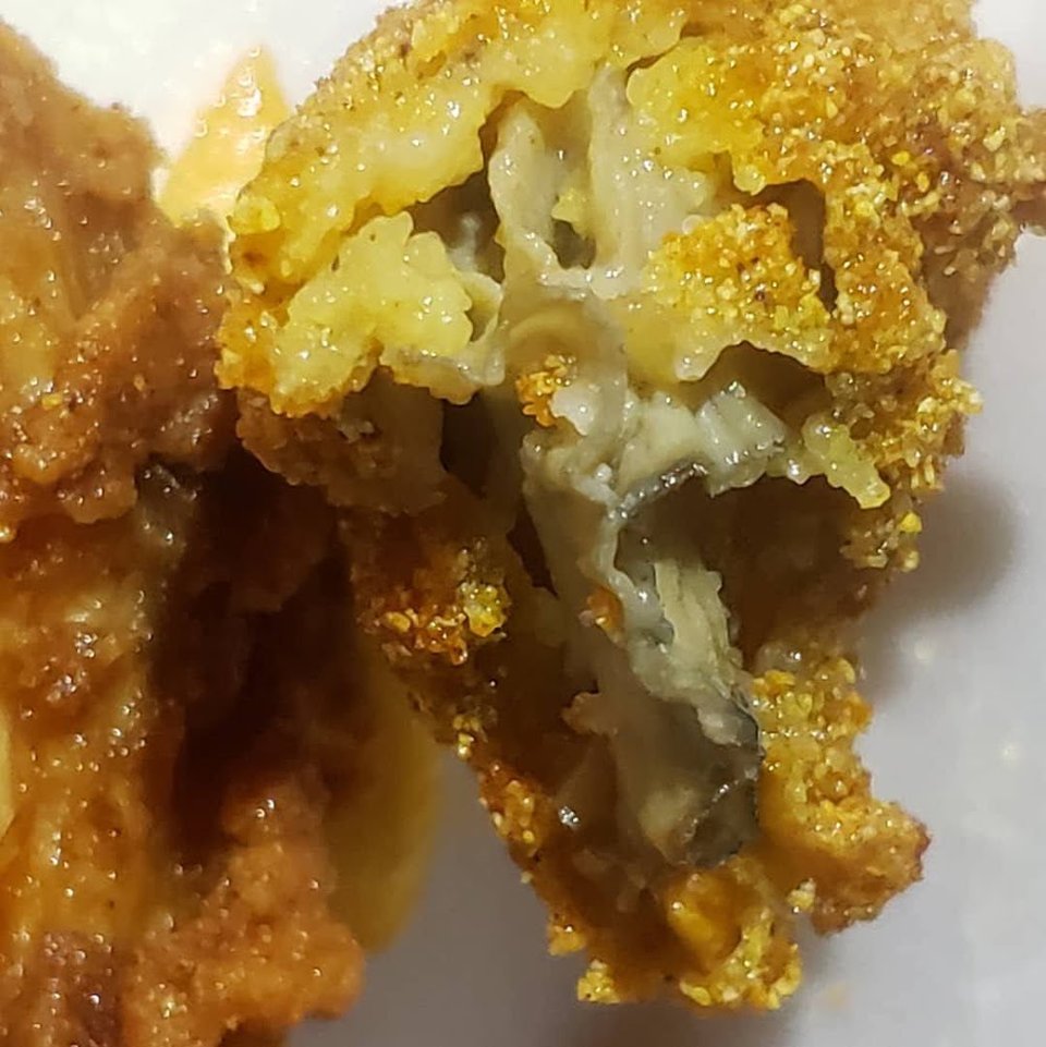 Menu page with fried shrimp and oysters.